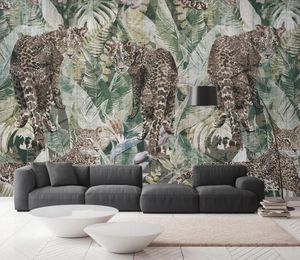 Fonds d'écran Papier peint mural personnalisé 3D européen rétro moderne minimaliste plante tropicale animal 2023