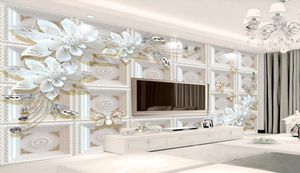 Fonds d'écran Murale Murale personnalisée Fond d'écran 3D bijoux papillon salon de fleur