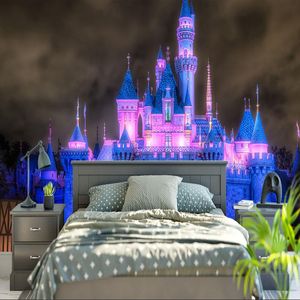 Papier Peint Personnalisé Papier Peint 3D Scène De Nuit Lumière Château De Conte De Fées Po Papier Peint Pour Dessin Animé Enfants Chambre Toile De Fond DécorWallpapers Wal