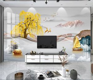 Wallpapers aangepaste muurschildering wallpaper art muur papier woonkamer Chinese inkt landschap schilderij papel de parede 3d home verbetering decor