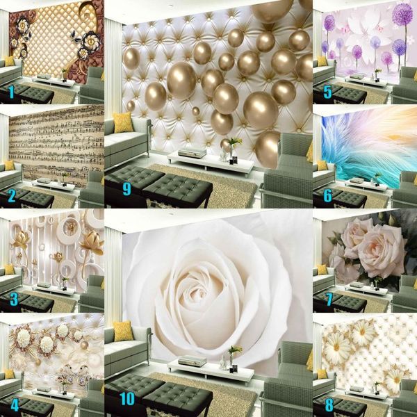 Fondos de pantalla Mural personalizado Papel tapiz Belleza Rosa Flores Pegatinas de pared Sala de estar Dormitorio Espacio Expansión Fondo Papel 3D