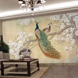 Wallpapers Custom Muurschilderingen 3D Stereo Pauw Po Woonkamer Home Decor Behang Landschap Papel De Parede Para Quarto EM