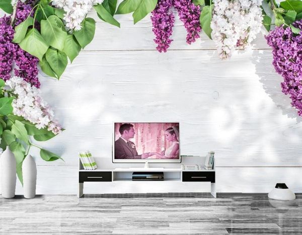 Fondos de pantalla Murales personalizados Hermosas flores lilas Restaurante El Sala de estar Sofá TV Pared Dormitorio 3D Papel tapiz Papel de pared