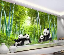 Wallpapers Custom National Treasure Panda 3d Mural Wallpaper Bamboo Forest Scenery Paper Peint voor kinderkamer