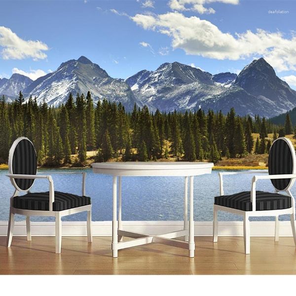 Fonds d'écran personnalisé paysage naturel papier peint montagnes et lacs 3D Po pour salon chambre fond mur Pvc