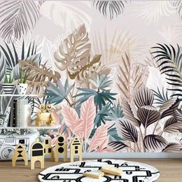 Fonds d'écran Personnalisé Non Tissé 3d Papier Peint Tropical Jungle Feuille 5D Fleur Murale de Bande Dessinée Enfants Chambre Moderne Décor À La Maison