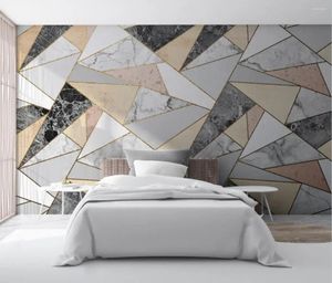 Fondos de pantalla Personalizado Nórdico Moderno Geométrico Mármol Mural Papel tapiz Arte Pintura de pared Sala de estar Dormitorio Fondo Decoración para el hogar Papel 3D
