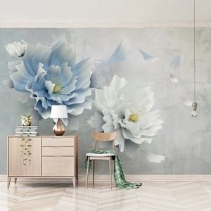 Fonds d'écran personnalisé P o moderne créatif 3D stéréoscopique fleurs en relief fresque chambre salon autocollant Mural papier peint mur décor à la maison 220927