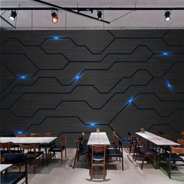 Fondos de pantalla personalizados P o moderna tecnología simple sentido diagrama de circuito de moda murales negros restaurante KTV Bar creativo 220927