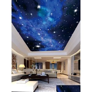 Fonds d'écran Peinture personnalisée Starry Night View Chambre d'enfant Plafond Mural Designs modernes 3D Salon Chambre Papier peint Papel de D Dhh0G