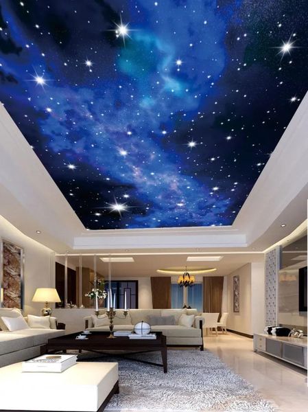 Fonds d'écran Peinture personnalisée Night View View Children's Room Plafond Mural Mural Moderne Designs 3d salon Chambre Plafond Papier Papel