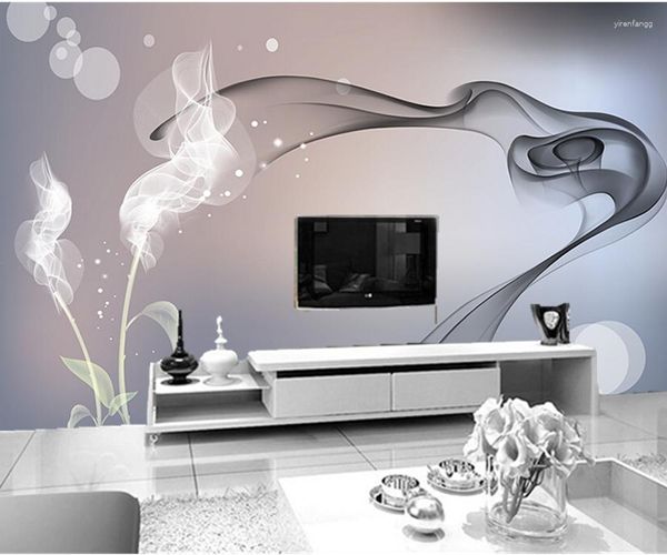 Papiers peints personnalisés Papel De Parede rêve fumée fleurs papier peint moderne salon chambre TV fond Wall3d peintures murales