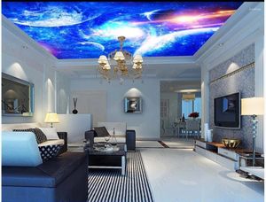 Fonds d'écran personnalisés Po 3D plafond peintures murales papier peint cool étoilé univers planète décor à la maison salon pour murs 3 D