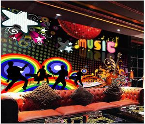 Papeles pintados personalizados Po murales 3d tendencia moderna música KTV salón Bar Disco Fondo papeles tapiz decoración del hogar