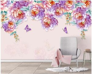 Fonds d'écran personnalisé Po 3d chambre papier peint fleurs simples modernes et riche pivoine décoration de la maison peintures murales pour 3 D