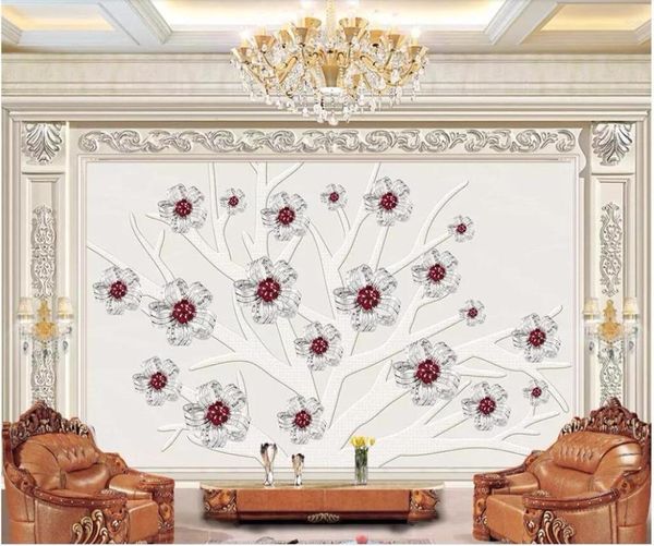 Fonds d'écran personnalisé Po 3D papier peint européen en relief arbre fleur fond amélioration de l'habitat salon papier peint pour murs 3 D