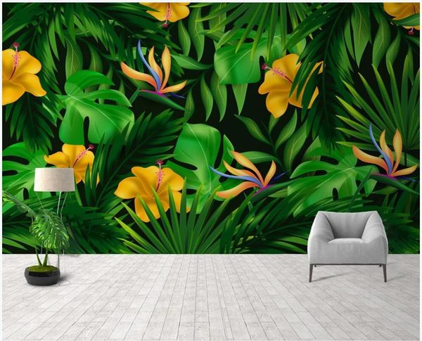 Fonds d'écran personnalisé Po Mural 3d papier peint moderne Simple et à la mode haut de gamme plantes vertes décor salon pour murs 3 D
