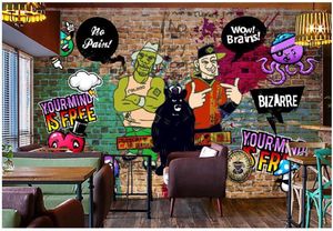 Fonds d'écran personnalisé Po Mural 3D Fond d'écran rétro nostalgique Graffiti Hip Hop Bar brique mur décor à la maison salon pour murs 3 D
