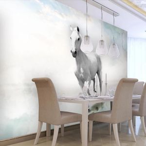 Wallpapers custom po niet-geweven behang wit paard grote muurschildering kantoor studie woonkamer dineren wanddecoratie papier