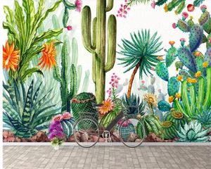 Wallpapers op maat Po zelfklevend behang 3D groot HD behang tropisch regenwoud plant cactus bloemen mode muurschilderingen waterdicht