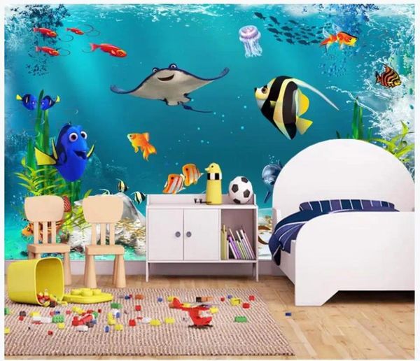 Fondos de pantalla Custom Po Wallpaper 3D para paredes 3 D Mediterráneo Hermosa dibujos animados Habitación para niños Mural Papeles de pared