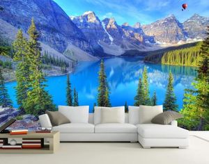 Fonds d'écran personnalisé Po papier peint 3D stéréo neige montagne lac paysage TV toile de fond chambre papier peint