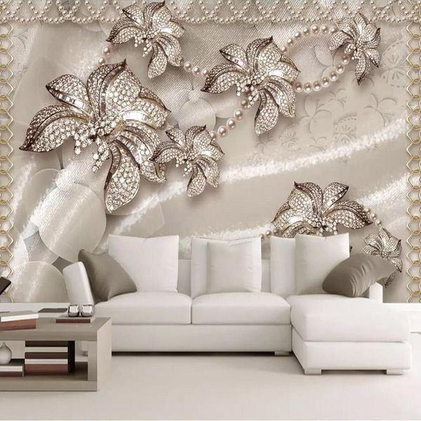 Fondos de pantalla Custom Po Wallpaper 3D Estéreo Joyería de lujo Flor Sala de estar TV Fondo Mural de pared Lona impermeable Mejoras para el hogar