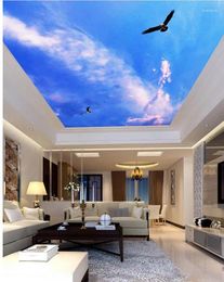 Wallpapers op maat Po Wallpaper 3D stereoscopische plafonds Blue Sky plafondlandschap