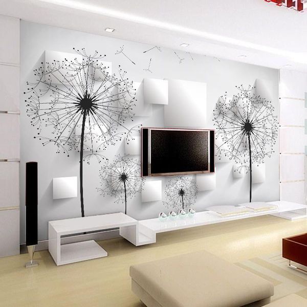 Fonds d'écran Personnalisé Po Papier Peint 3D Stéréoscopique Pissenlit Peinture Murale Chambre Salon TV Fond Mural Décor À La Maison Papiers Peints Wallpape