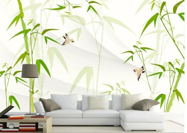 Papéis de parede personalizados PO papel de parede 3D estereoscópico bambu TV configuração parede do sofá da sala de estar