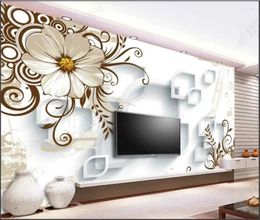 Fonds d'écran Fond PO personnalisé PO PO pour murs 3 d fleurs peintes à la main mode et élégant 3D TV Fond Papers muraux Décoration de la maison