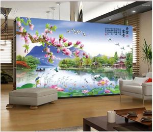 Wallpapers Custom Po Wallpaper for Walls 3 D Murals HD Garden Lotus Lotus Landschap Muurschildering Wall Decoratie