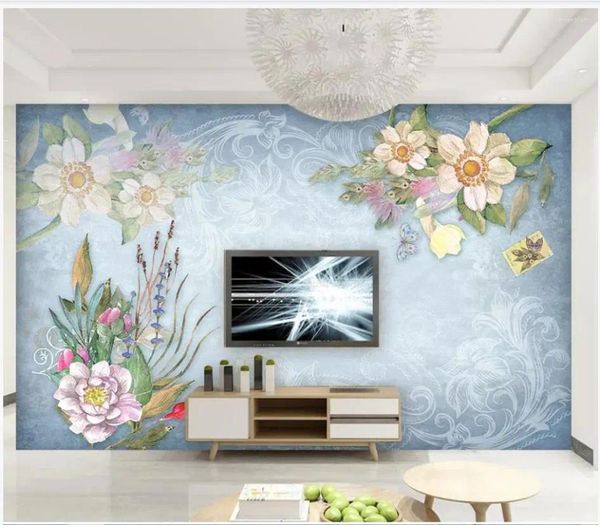 Fonds d'écran PO personnalisé PO Fond d'écran pour murs 3 D peintures murales européennes de la murale florale finale Papiers muraux à la maison