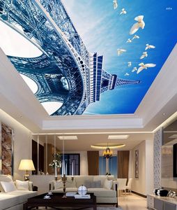 Wallpapers op maat Po Wallpaper Grote 3D Stereo Romantische blauwe hemel stenen plafond muurschildering
