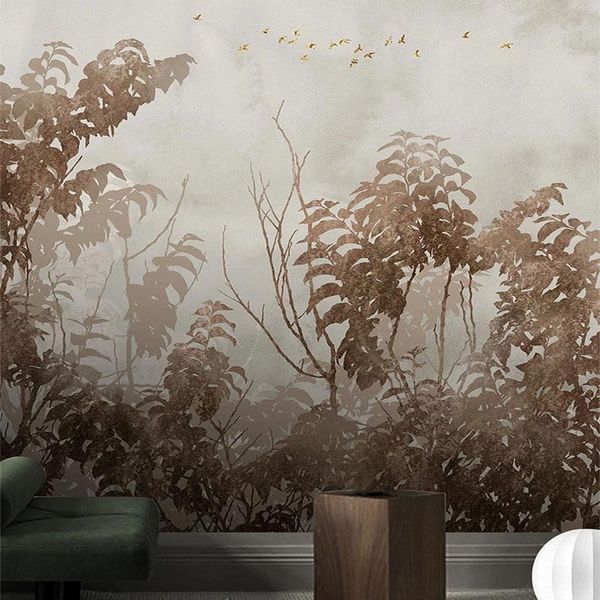 Fondos de pantalla Custom Po Wallpaper Moda moderna Pintado a mano Nostálgico Bosque Pájaro Fondo Pared Pintura decorativa Mural 3D Decoración para el hogar