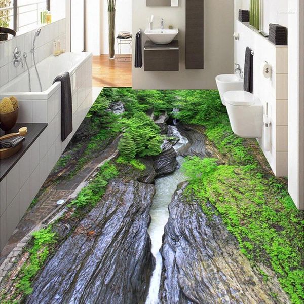 Fondos de pantalla PO Custom PO Wallpaper Nature Landscape PVC Pinturas de piso sin deslizamiento Decoración del hogar Autoadhesivo