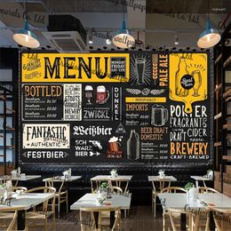 Fonds d'écran personnalisé rétro fond noir peint à la main Bar KTV décor industriel 3D bière thème Club Mural Restaurant papier peint