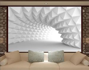 Fonds d'écran Personnalisé Auto-Adhésif Papier Peint Po 3d Espace Extension Tunnel TV Fond Mur Décor À La Maison Salon Chambre Peintures Murales Peinture