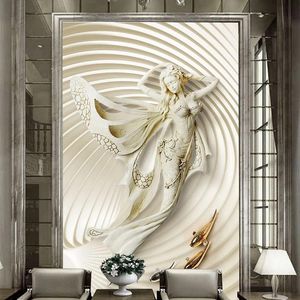 Papier peint personnalisé auto-adhésif papier peint européen 3D mode Sculpture murale salon El entrée hall toile de fond décor étanche