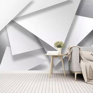 Wallpapers Aangepaste zelfklevende waterdichte canvas muurschildering behang 3d stereo moderne eenvoudige abstracte geometrie woonkamer tv-bankstickers