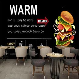 Papier peint personnalisé Snack Bar Hamburger frites papier peint 3D Burgers Western Fast Restaurant fond Mural papier peint