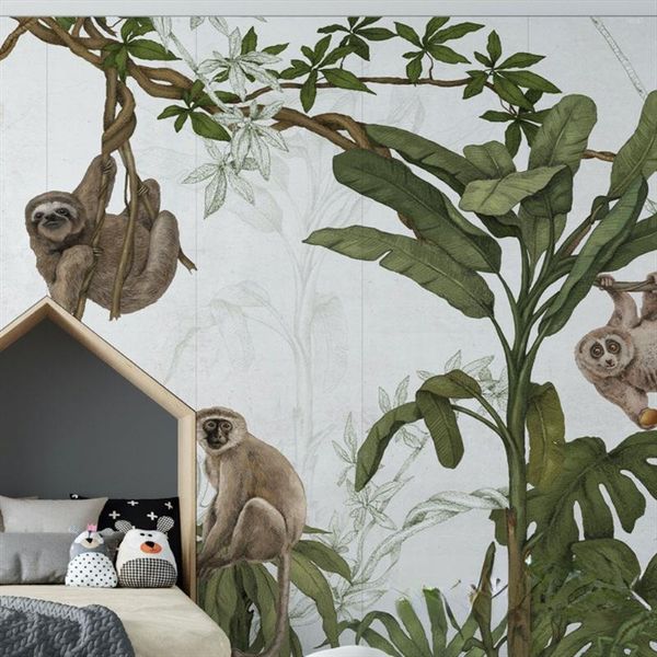 Papel tapiz personalizado del sudeste asiático, selva tropical, hoja de plátano, Mural 3d, papel tapiz, restaurante, TV, sofá, papel de pared de fondo para dormitorio
