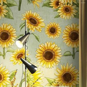 Fonds d'écran Plante de tournesol personnalisée Fond d'écran de peinture à l'huile 3D Papier mural pour chambre à coucher pour chambre à coucher couvre 3 D Frescoes