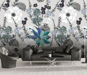 Fonds d'écran Plantes tropicales personnalisées fleurs peintures murales de paysage mural pour le salon PO PAPIER DÉCOR