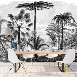 Fonds d'écran Custom tropical tropical forêt de forêt plante banane feuille de banane 3D fond d'écran de la toile de la peinture murale