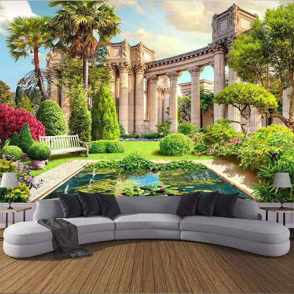 Fondos de pantalla Personalizado Paño de pared Decoración para el hogar Columna romana Jardín Paisaje Gran Mural Po Wallpaper Cubierta Papel de Parede 3D