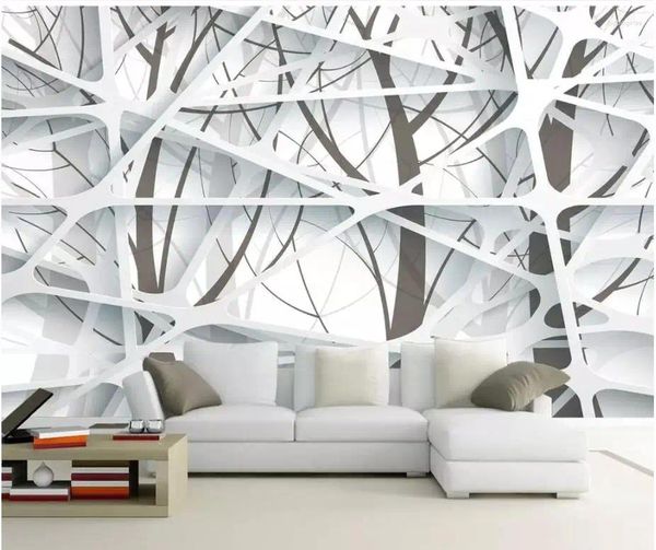 Fonds d'écran personnalisé mural peinture d'art moderne de haute qualité papier peint minimaliste grand arbre 3D fond TV