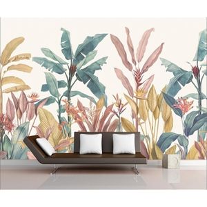 Fonds d'écran Papier peint personnalisé feuille de bananier forêt tropicale plante fond mural décoration de la maison salon chambre 3d 220927