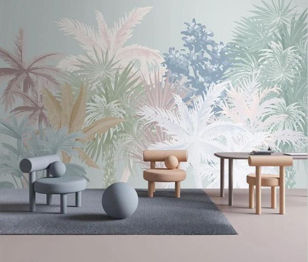 Fondos de pantalla Papel tapiz personalizado Elegante Planta tropical Bosque Mural TV Sofá Fondo Papel de pared Sala de estar Dormitorio Hoja 3D