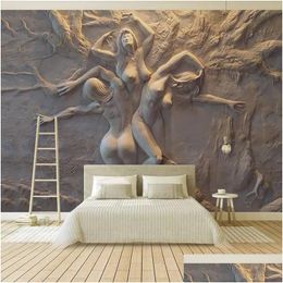 Fonds d'écran Fond d'écran personnalisé européen 3D stéréoscopique en relief abstrait beauté corps art fond peinture murale salon chambre ho dh7wh